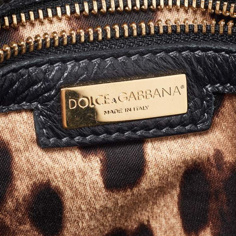 مملوكة مسبقًا Dolce & Gabbana Black Leather Large Miss Sicily Top Handle Bag