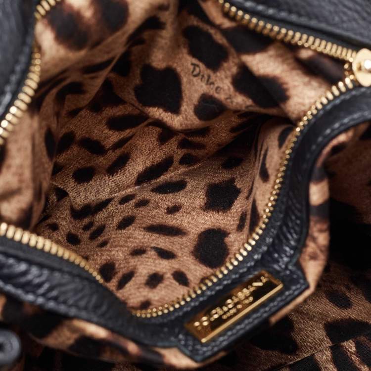 مملوكة مسبقًا Dolce & Gabbana Black Leather Large Miss Sicily Top Handle Bag