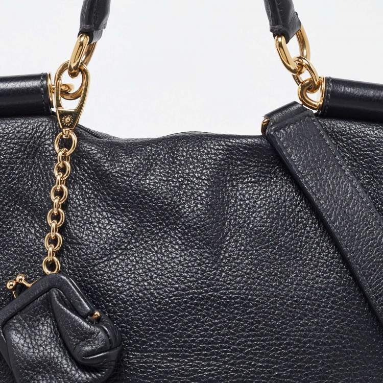 مملوكة مسبقًا Dolce & Gabbana Black Leather Large Miss Sicily Top Handle Bag