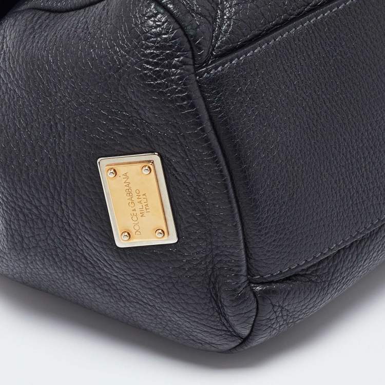 مملوكة مسبقًا Dolce & Gabbana Black Leather Large Miss Sicily Top Handle Bag