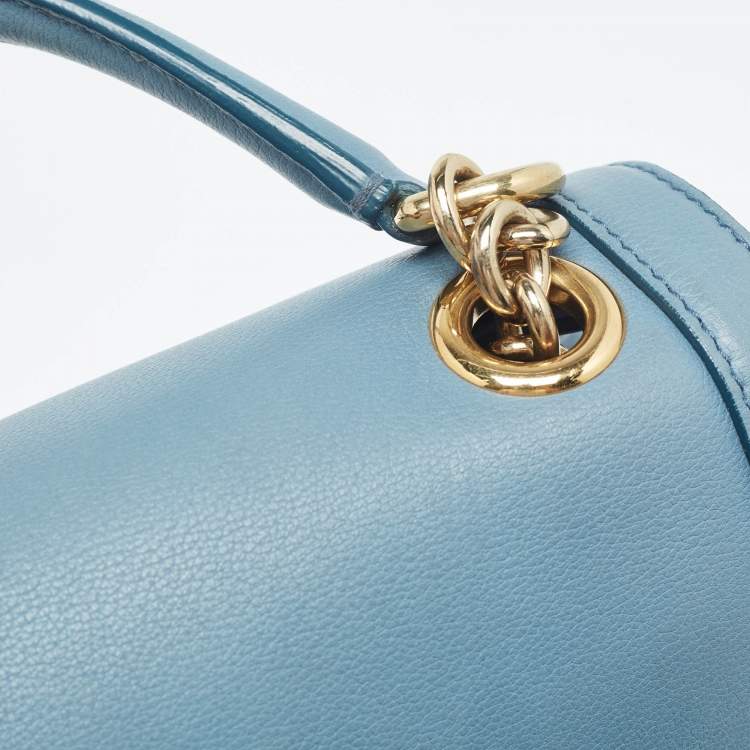مملوكة مسبقًا Dolce & Gabbana Light Blue Leather Padlock Top Handle Bag