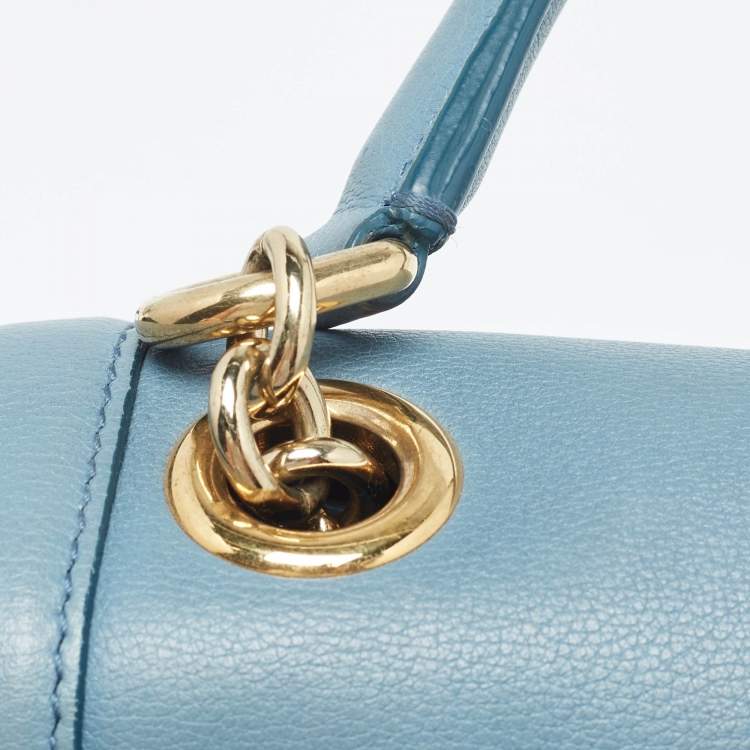 مملوكة مسبقًا Dolce & Gabbana Light Blue Leather Padlock Top Handle Bag