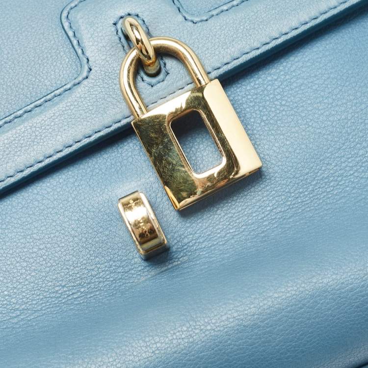مملوكة مسبقًا Dolce & Gabbana Light Blue Leather Padlock Top Handle Bag