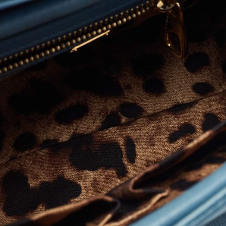 مملوكة مسبقًا Dolce & Gabbana Light Blue Leather Padlock Top Handle Bag