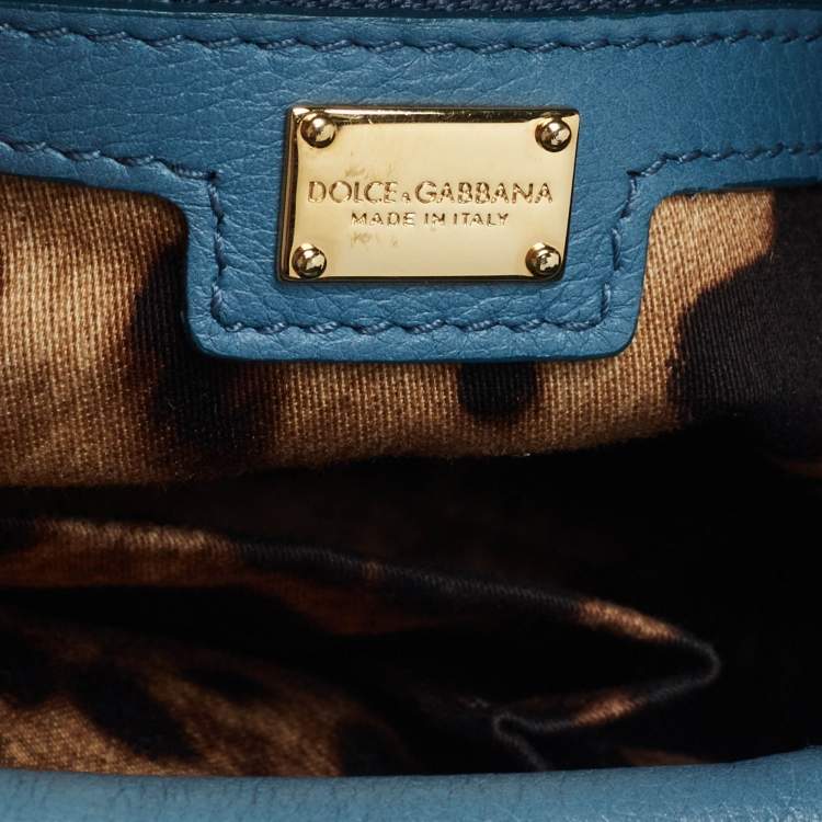 مملوكة مسبقًا Dolce & Gabbana Light Blue Leather Padlock Top Handle Bag