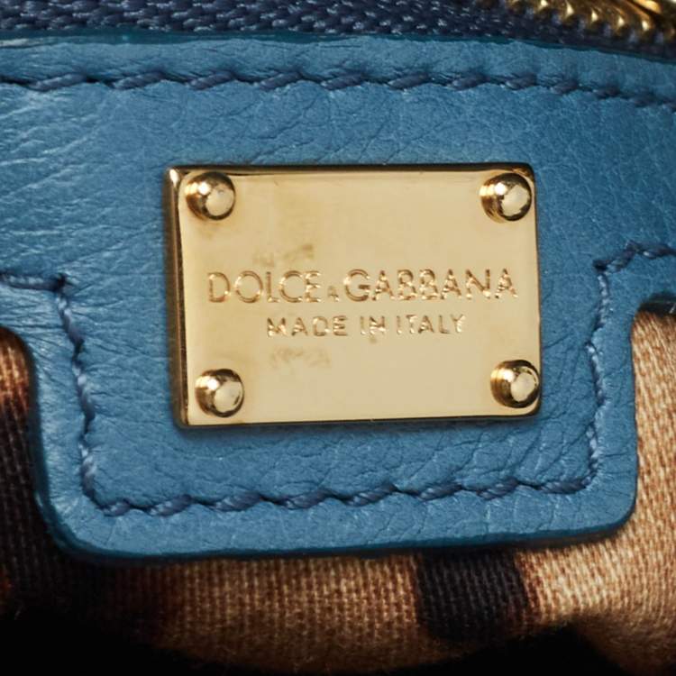 مملوكة مسبقًا Dolce & Gabbana Light Blue Leather Padlock Top Handle Bag