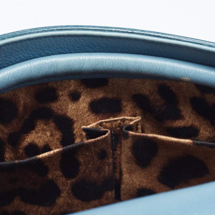 مملوكة مسبقًا Dolce & Gabbana Light Blue Leather Padlock Top Handle Bag