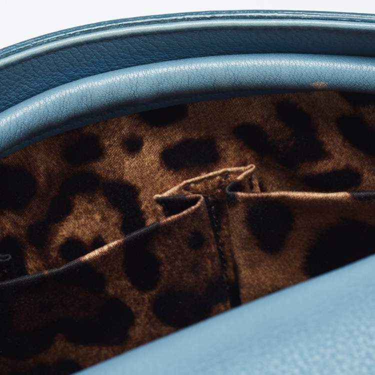 مملوكة مسبقًا Dolce & Gabbana Light Blue Leather Padlock Top Handle Bag