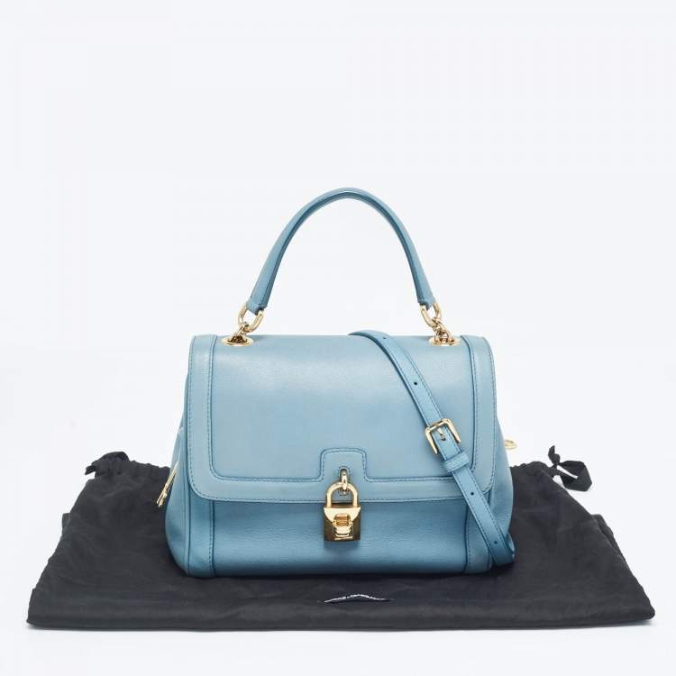 مملوكة مسبقًا Dolce & Gabbana Light Blue Leather Padlock Top Handle Bag