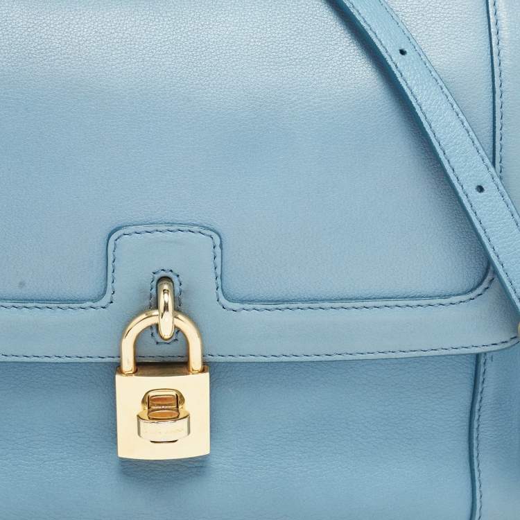 مملوكة مسبقًا Dolce & Gabbana Light Blue Leather Padlock Top Handle Bag