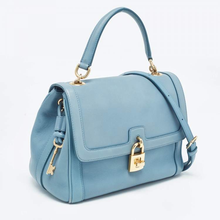 مملوكة مسبقًا Dolce & Gabbana Light Blue Leather Padlock Top Handle Bag