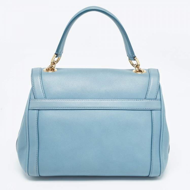 مملوكة مسبقًا Dolce & Gabbana Light Blue Leather Padlock Top Handle Bag