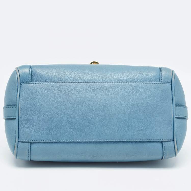 مملوكة مسبقًا Dolce & Gabbana Light Blue Leather Padlock Top Handle Bag