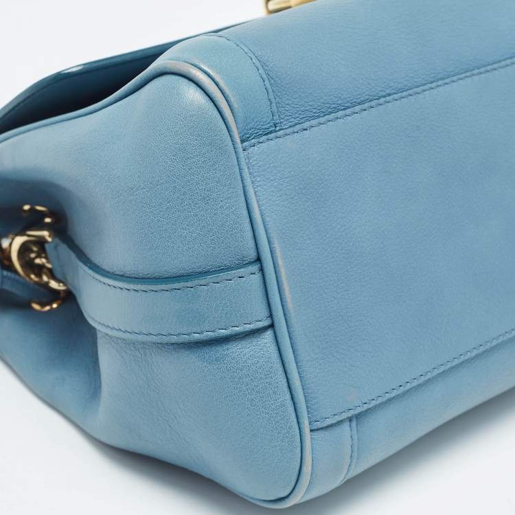 مملوكة مسبقًا Dolce & Gabbana Light Blue Leather Padlock Top Handle Bag