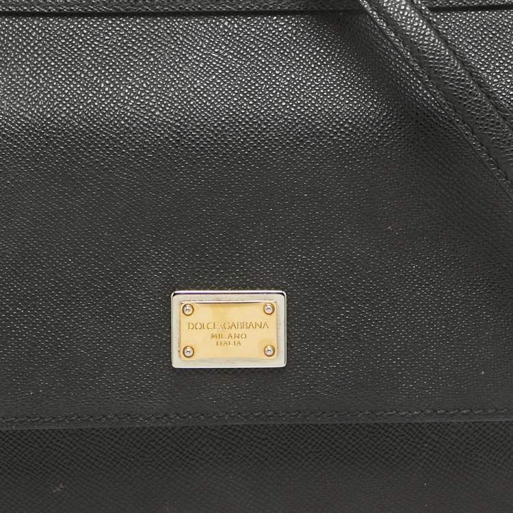 Pre Owned Dolce & Gabbana Black Leather Medium Miss Sicily Top Handle Bag