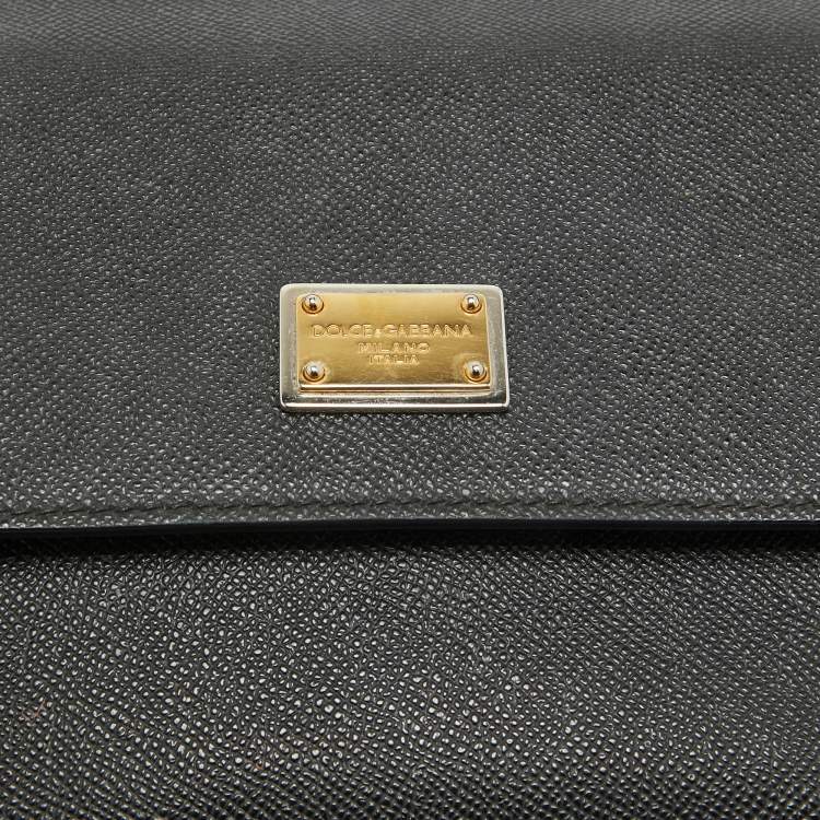 Pre Owned Dolce & Gabbana Black Leather Medium Miss Sicily Top Handle Bag