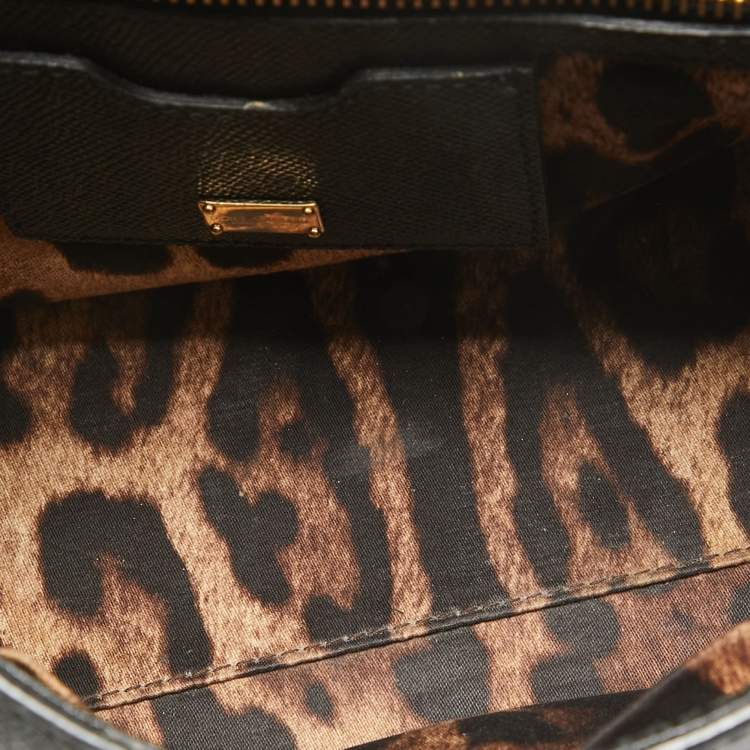 Pre Owned Dolce & Gabbana Black Leather Medium Miss Sicily Top Handle Bag
