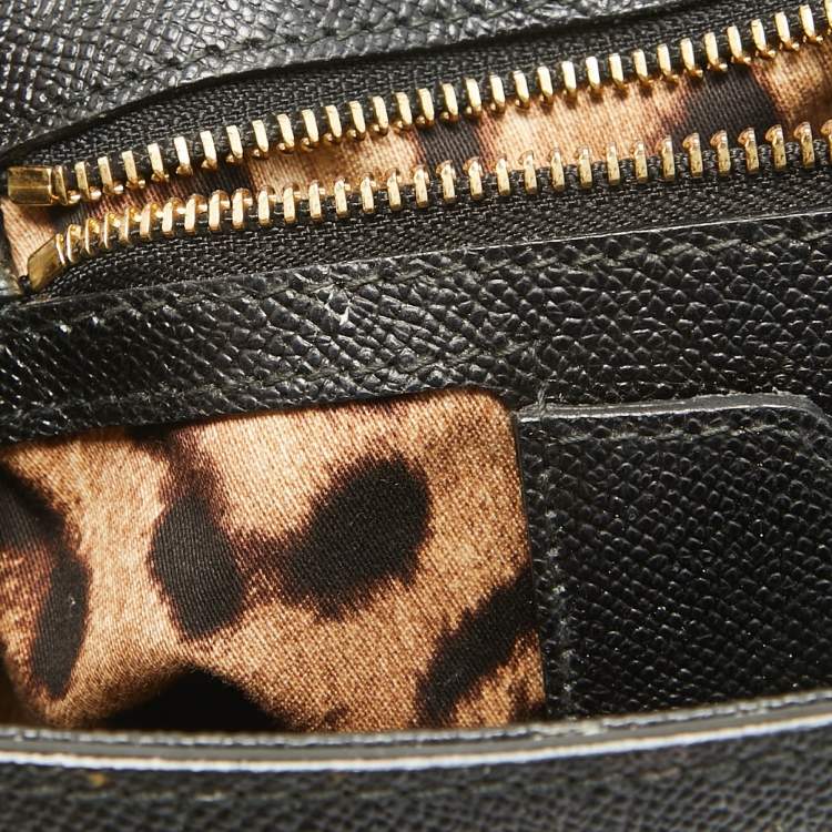 Pre Owned Dolce & Gabbana Black Leather Medium Miss Sicily Top Handle Bag