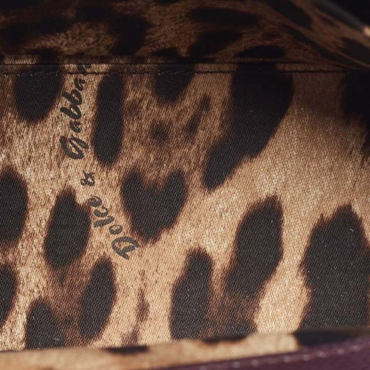 Pre Owned Dolce & Gabbana Plum Leather Small Miss Sicily Top Handle Bag