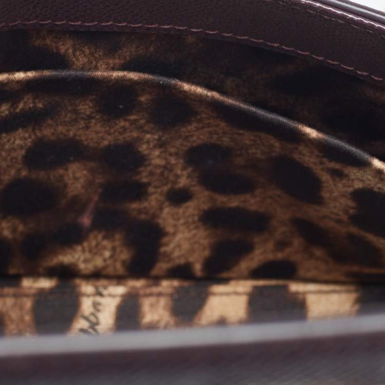 Pre Owned Dolce & Gabbana Plum Leather Small Miss Sicily Top Handle Bag