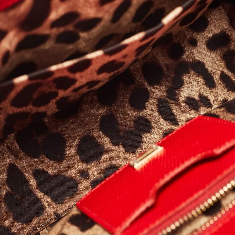 Pre Owned Dolce & Gabbana Red Lizard Embossed Leather Medium Miss Monica Top Handle Bag