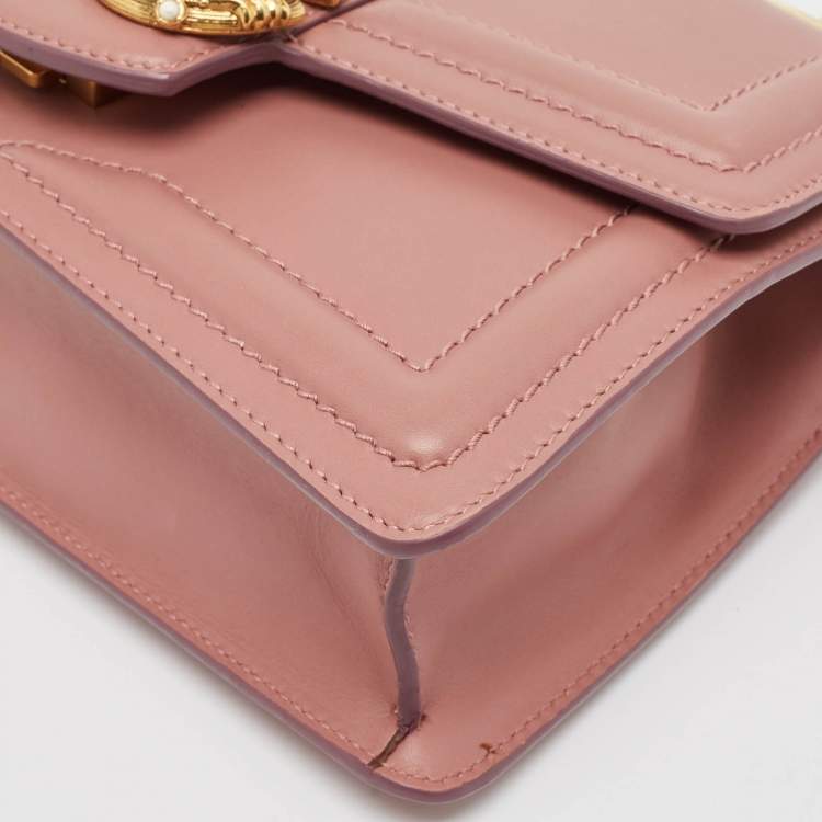 Pre Owned Dolce & Gabbana Old Rose Leather DG Amore Shoulder Bag