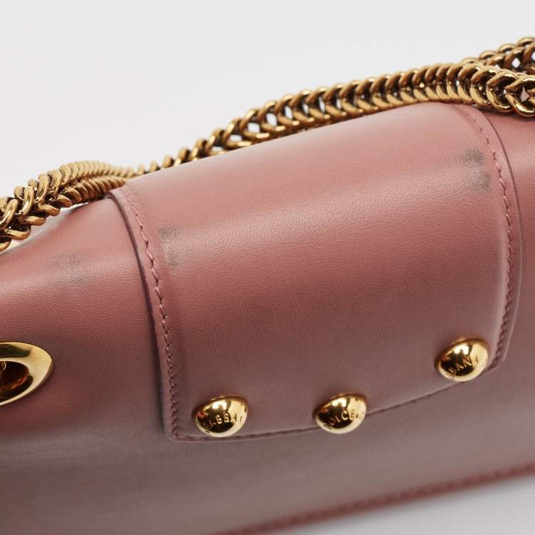 Pre Owned Dolce & Gabbana Old Rose Leather DG Amore Shoulder Bag