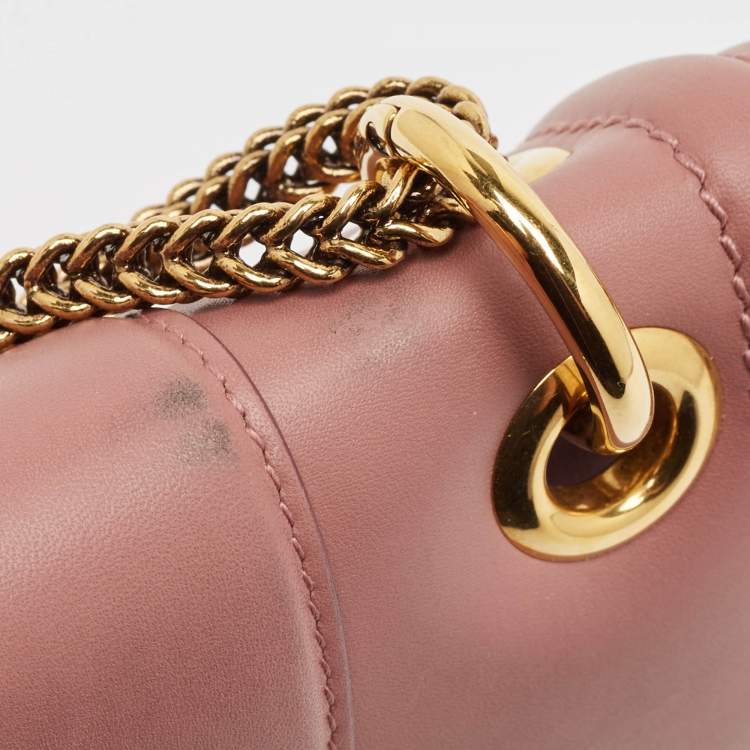 Pre Owned Dolce & Gabbana Old Rose Leather DG Amore Shoulder Bag