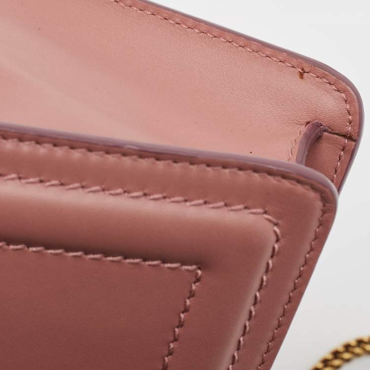 Pre Owned Dolce & Gabbana Old Rose Leather DG Amore Shoulder Bag