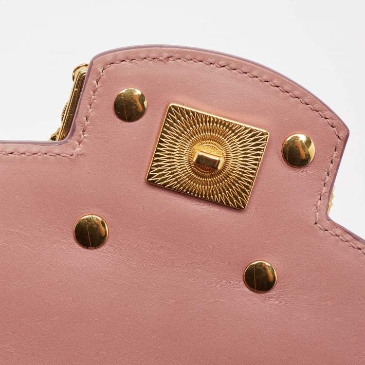 Pre Owned Dolce & Gabbana Old Rose Leather DG Amore Shoulder Bag