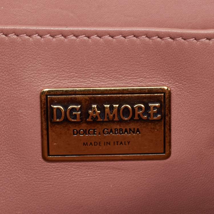 Pre Owned Dolce & Gabbana Old Rose Leather DG Amore Shoulder Bag