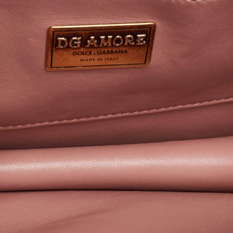 Pre Owned Dolce & Gabbana Old Rose Leather DG Amore Shoulder Bag