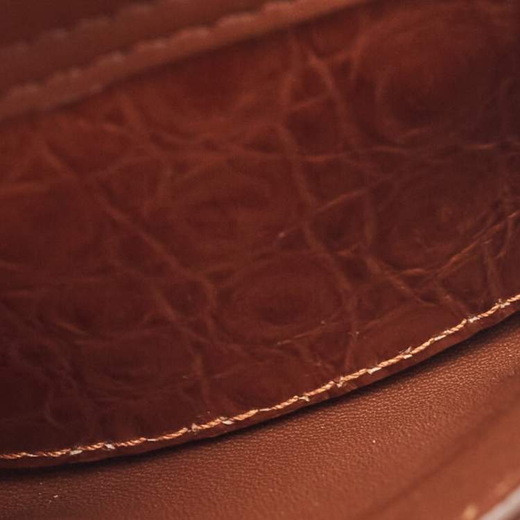 Pre Owned Dolce & Gabbana Brown Crocodile Sicily 58 Micro Bag