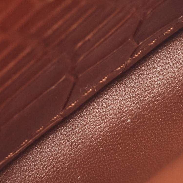 Pre Owned Dolce & Gabbana Brown Crocodile Sicily 58 Micro Bag