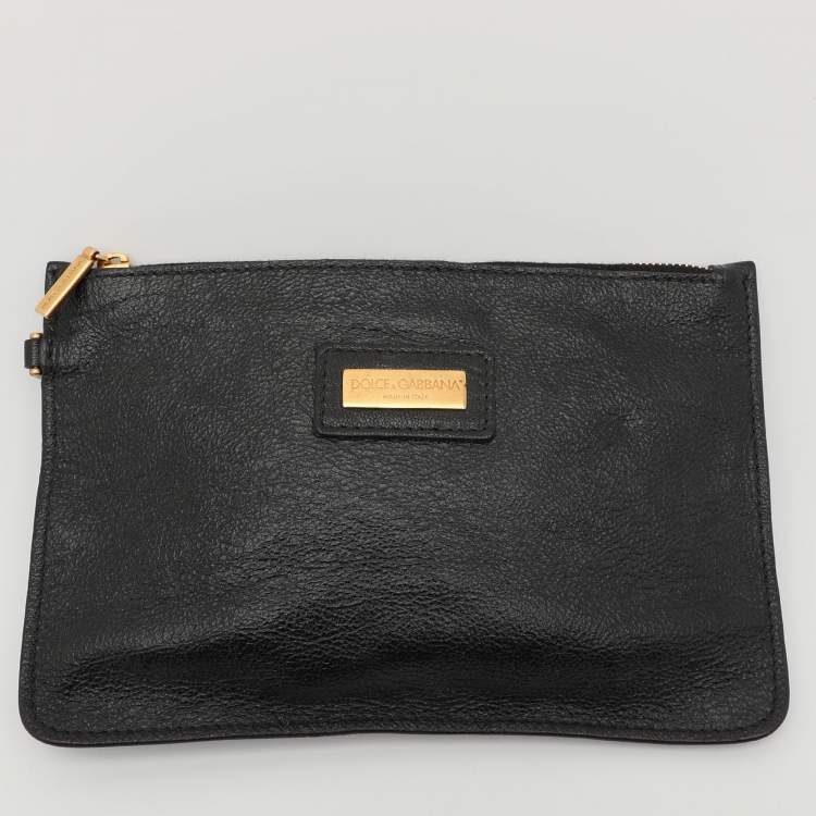 Pre Owned Dolce & Gabbana Black Leather and Raffia Miss Sicily Top Handle Bag
