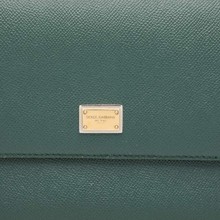 Pre Owned Dolce & Gabbana Green Leather Medium Miss Sicily Top Handle Bag
