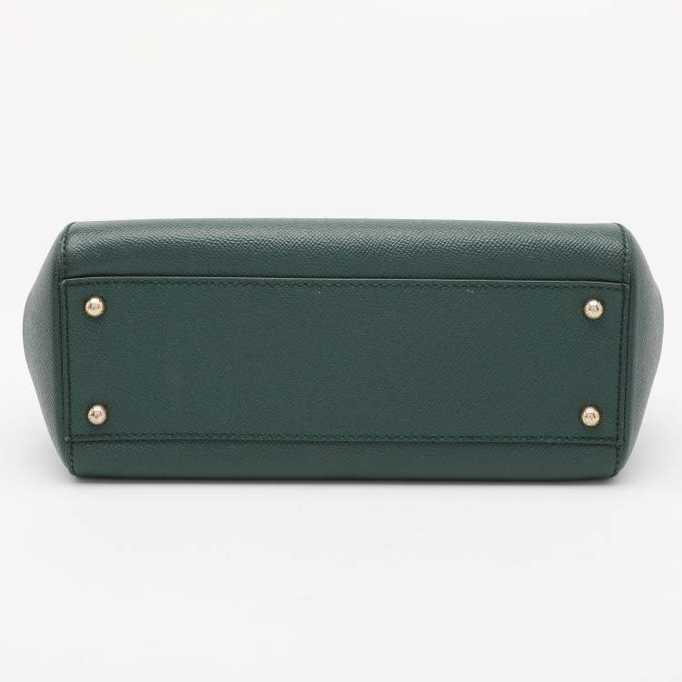 Pre Owned Dolce & Gabbana Green Leather Medium Miss Sicily Top Handle Bag