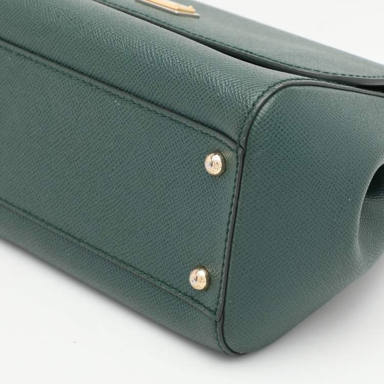 Pre Owned Dolce & Gabbana Green Leather Medium Miss Sicily Top Handle Bag