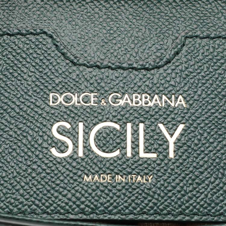 Pre Owned Dolce & Gabbana Green Leather Medium Miss Sicily Top Handle Bag