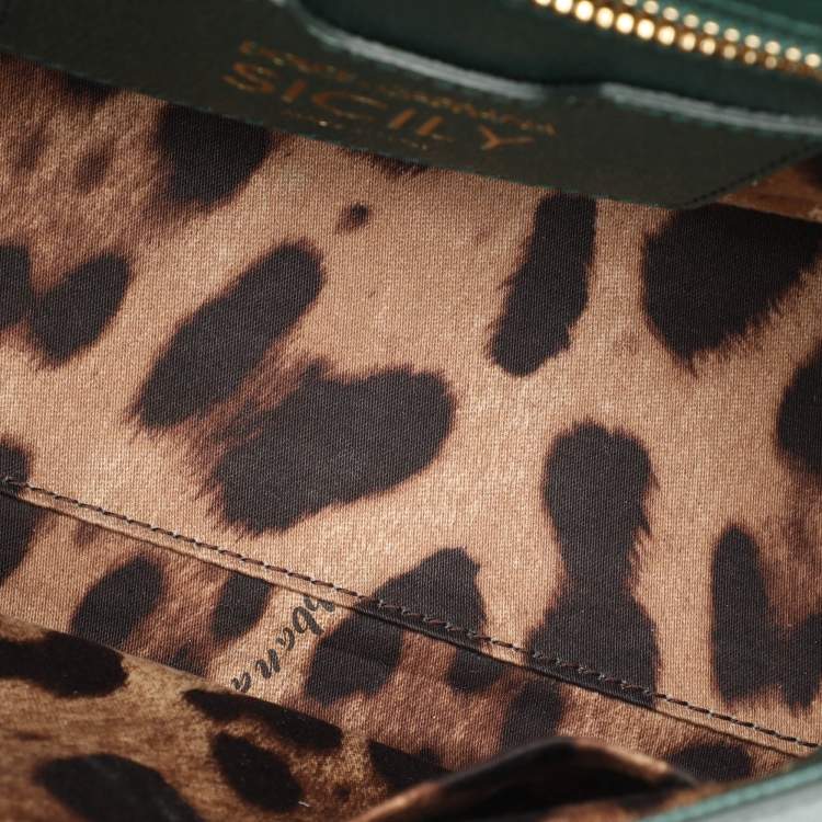 Pre Owned Dolce & Gabbana Green Leather Medium Miss Sicily Top Handle Bag