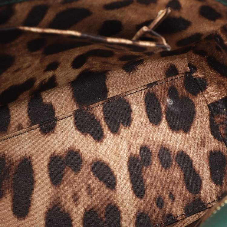 Pre Owned Dolce & Gabbana Green Leather Medium Miss Sicily Top Handle Bag