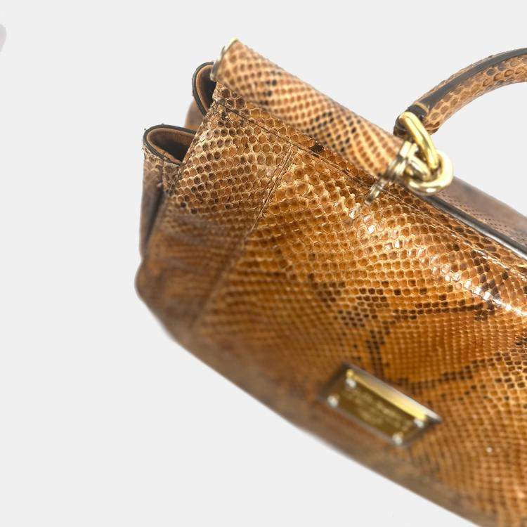 Pre Owned Dolce & Gabbana Sicily Python Leather Handbag