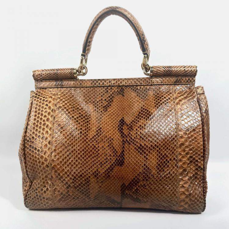 Pre Owned Dolce & Gabbana Sicily Python Leather Handbag