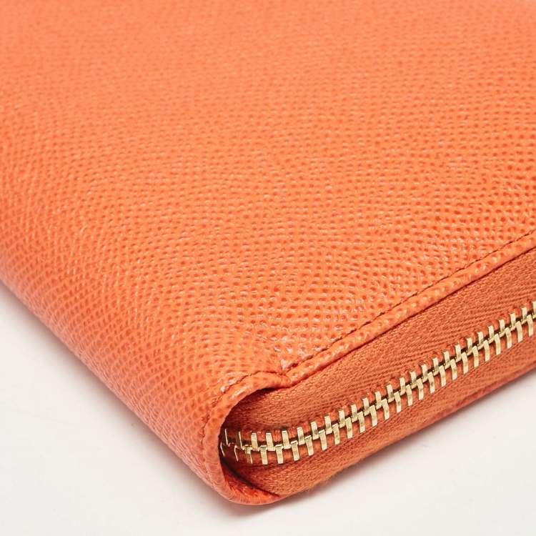 Pre Owned Dolce & Gabbana Orange Leather Zip Around Wallet