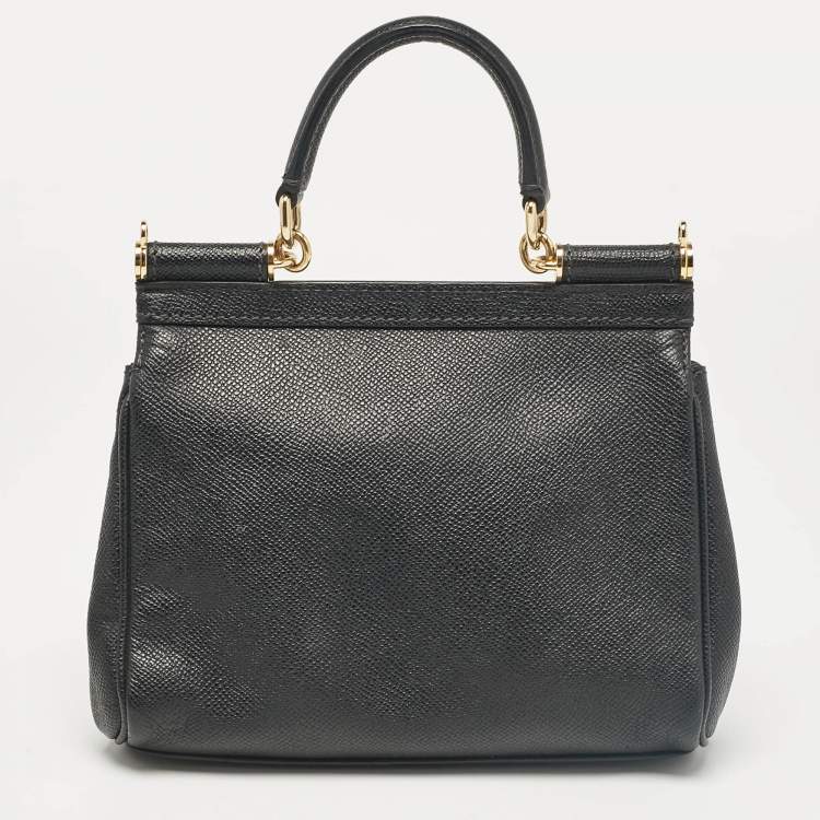 مملوكة مسبقًا Dolce & Gabbana Black Leather Small Miss Sicily Top Handle Bag
