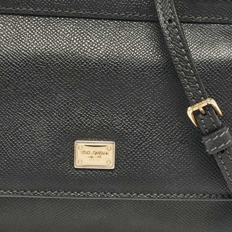 مملوكة مسبقًا Dolce & Gabbana Black Leather Small Miss Sicily Top Handle Bag