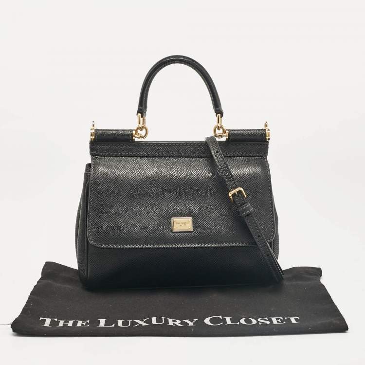 مملوكة مسبقًا Dolce & Gabbana Black Leather Small Miss Sicily Top Handle Bag