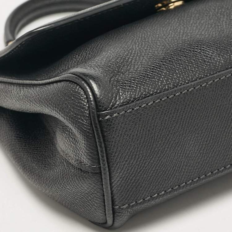 مملوكة مسبقًا Dolce & Gabbana Black Leather Small Miss Sicily Top Handle Bag