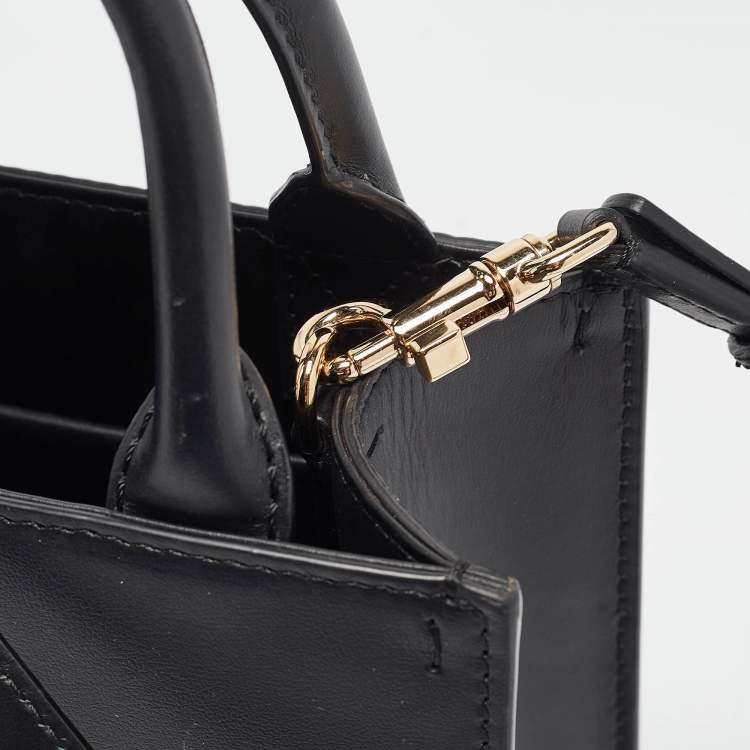 Pre Owned Dolce & Gabbana Black Leather Mini DG Daily Tote