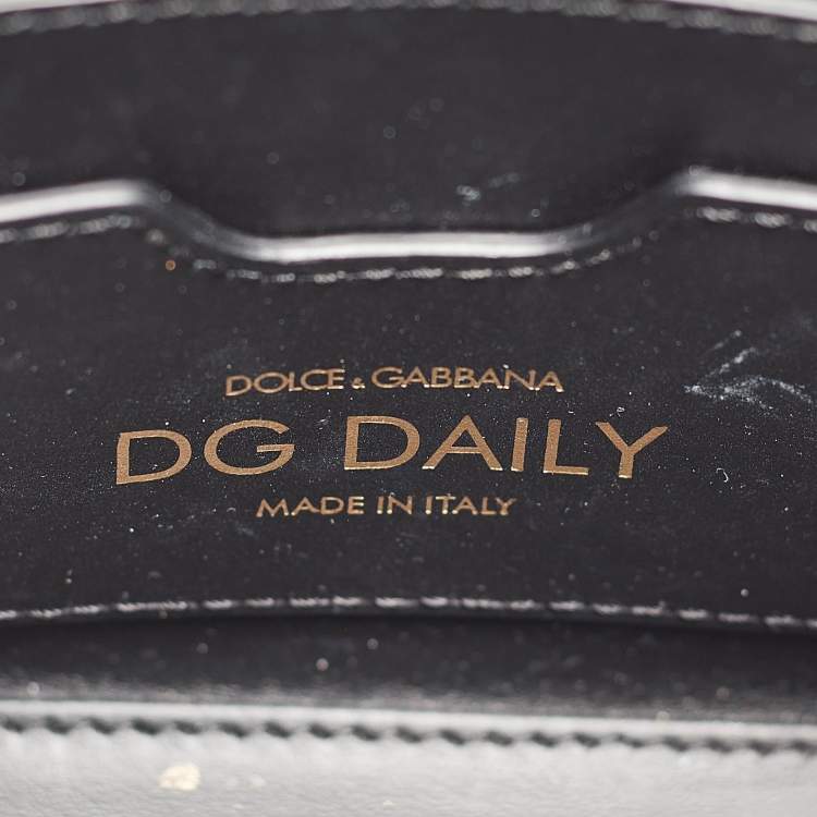 Pre Owned Dolce & Gabbana Black Leather Mini DG Daily Tote